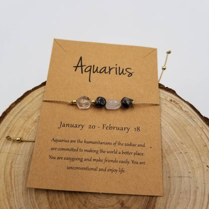 Natural Stone Zodiac Bracelet with Card