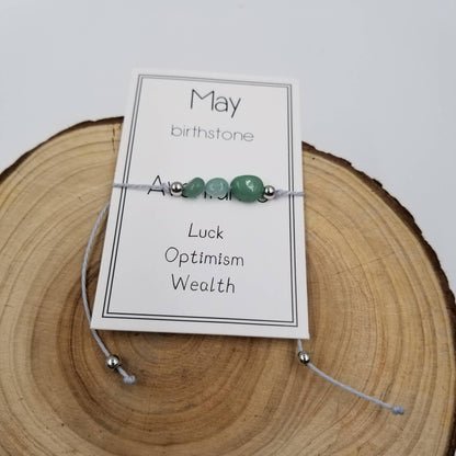 Handmade Birthday Stone Natural Stone Bracelet with Card