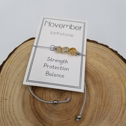Handmade Birthday Stone Natural Stone Bracelet with Card