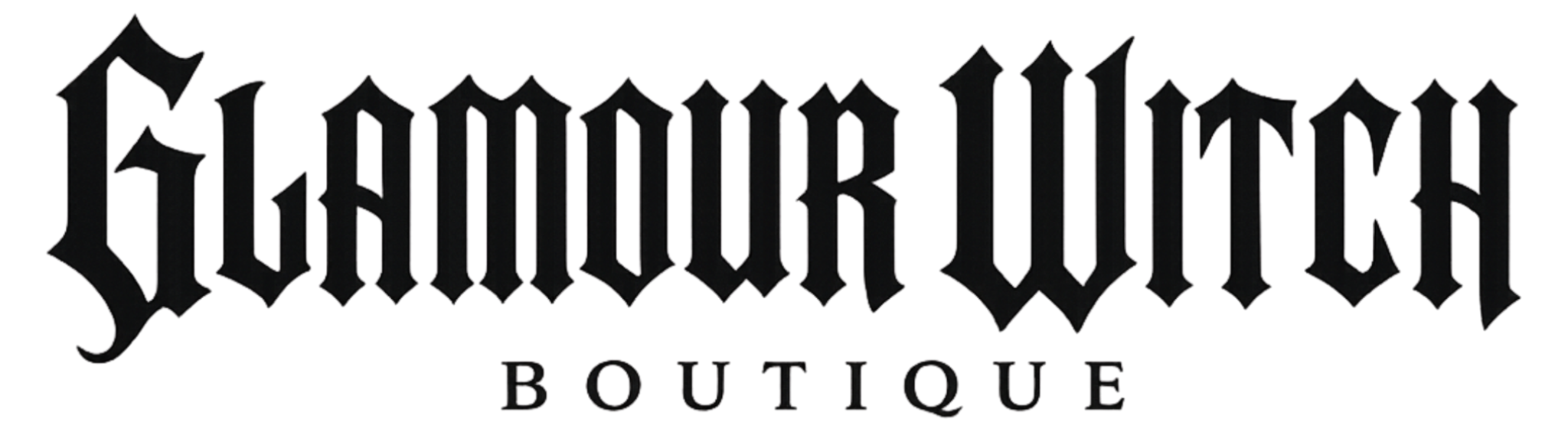 Black gothic-style text reading 'Glamour Witch Boutique'
